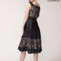 Court Neck Black Lace Satin Mini Dress with Nude Lining and Eyelash Details