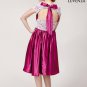 Open Back Deep Pink Lace Satin Mini Fit and Flare Dress with White Lace Top