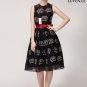 Black Fit and Flare Dress Silk Embroidered Lace Mini Dress