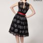 Black Fit and Flare Dress Silk Embroidered Lace Mini Dress