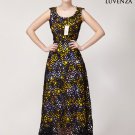 Black Lace Evening Dress with Yellow Butterfly Pattern Lining