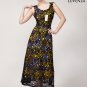 Black Lace Evening Dress with Yellow Butterfly Pattern Lining