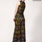 Black Lace Evening Dress with Yellow Butterfly Pattern Lining