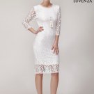 White Lace Sheath Mini Dress with Keyhole Back and Scalloped Lace Trim Hem