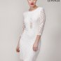 White Lace Sheath Mini Dress with Keyhole Back and Scalloped Lace Trim Hem