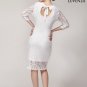White Lace Sheath Mini Dress with Keyhole Back and Scalloped Lace Trim Hem
