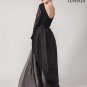 Backless Black Lace Prom Dress with Trumpet Sleeves and Layered Floor Length Organza Skirt