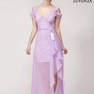 Violet Chiffon Maxi Dress with Front Slit - Asymmetric Chiffon Max Dress with Open Back