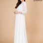 White Maxi Length Stretchy Floral Lace Wedding Dress with Beaded Neckline