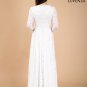 White Maxi Length Stretchy Floral Lace Wedding Dress with Beaded Neckline