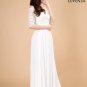 Off the Shoulder White Floral Lace Maxi Length Wedding Dress with Ruched Waist