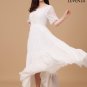 Georgette Chiffon Maxi Sun Dress with Long Tiered Skirt and Lace Detailed Bodice
