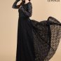 Open Back Black Lace Evening Dress with Sequin Embellishment and Floral Appliqu&Atilde;&copy;