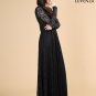 Open Back Black Lace Evening Dress with Sequin Embellishment and Floral Appliqu&Atilde;&copy;
