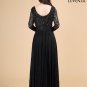 Open Back Black Lace Evening Dress with Sequin Embellishment and Floral Appliqu&Atilde;&copy;