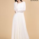 Open Back White Lace Evening Dress with Sequin Embellishment and Floral Appliqué  Regular price