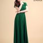 Emerald Green V Neck Maxi Length Prom Dress with Faux Surplice Bodice