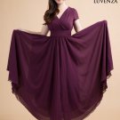 Dark Purple V Neck Maxi Length Prom Dress with Faux Surplice Bodice