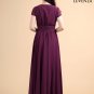 Dark Purple V Neck Maxi Length Prom Dress with Faux Surplice Bodice