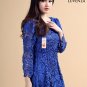 Sapphire Blue Sophisticated, Sexy Sunflower Lace Cocktail Dress with Asymmetrical Hemline