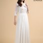Vintage Style White Maxi Length Chiffon Wedding Dress with Lace Bodice Style