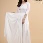 Vintage Style White Maxi Length Chiffon Wedding Dress with Lace Bodice Style
