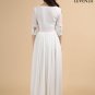Vintage Style White Maxi Length Chiffon Wedding Dress with Lace Bodice Style