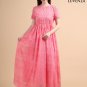 Coral Embroidered Organza Lace Maxi Prom Dress with High Waistline