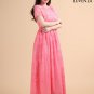 Coral Embroidered Organza Lace Maxi Prom Dress with High Waistline