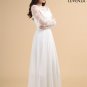 White Floral Embroidered Tulle Lace and Georgette Chiffon Wedding Dress