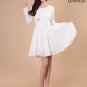 White Stretchy Floral Lace and Chiffon Cocktail Mini Dress