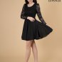 Black Stretchy Floral Lace and Chiffon Cocktail Mini Dress