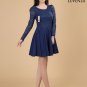 Dark Blue Stretchy Floral Lace and Chiffon Cocktail Mini Dress
