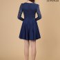 Dark Blue Stretchy Floral Lace and Chiffon Cocktail Mini Dress