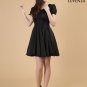 Short Sleeved Black Stretchy Floral Lace and Chiffon Cocktail Mini Dress with Puffed Sleeves