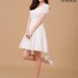 Short Sleeved White Stretchy Floral Lace and Chiffon Cocktail Mini Dress with Puffed Sleeves