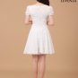 Short Sleeved White Stretchy Floral Lace and Chiffon Cocktail Mini Dress with Puffed Sleeves