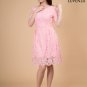Retro Peplum Waist Pink Lace Mini Cocktail Dress with Scalloped Hem