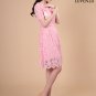 Retro Peplum Waist Pink Lace Mini Cocktail Dress with Scalloped Hem