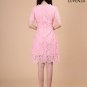 Retro Peplum Waist Pink Lace Mini Cocktail Dress with Scalloped Hem