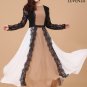 Unique Colorful Long Chiffon Prom Dress with Black Lace Accents