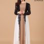 Unique Colorful Long Chiffon Prom Dress with Black Lace Accents