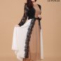 Unique Colorful Long Chiffon Prom Dress with Black Lace Accents
