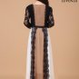 Unique Colorful Long Chiffon Prom Dress with Black Lace Accents