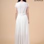 White V Neck Embroidered Lace Wedding Dress with Long Flowing Chiffon Skirt
