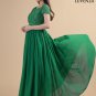 Vintage Style Emerald Green Embroidered Lace and Chiffon Maxi Length Prom Dress