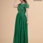 Vintage Style Emerald Green Embroidered Lace and Chiffon Maxi Length Prom Dress
