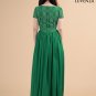 Vintage Style Emerald Green Embroidered Lace and Chiffon Maxi Length Prom Dress
