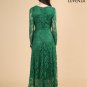 Emerald Green Classic Boat Neck Maxi Length Floral Lace Prom Dress