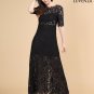 Emerald Green Classic Boat Neck Maxi Length Floral Lace Prom Dress